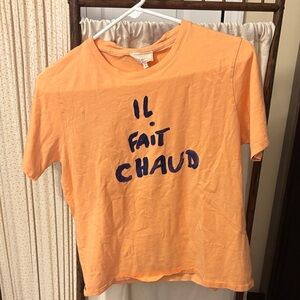 Sezane Orange Tee with Blue Text
